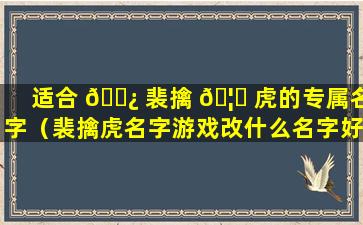 适合 🌿 裴擒 🦟 虎的专属名字（裴擒虎名字游戏改什么名字好）